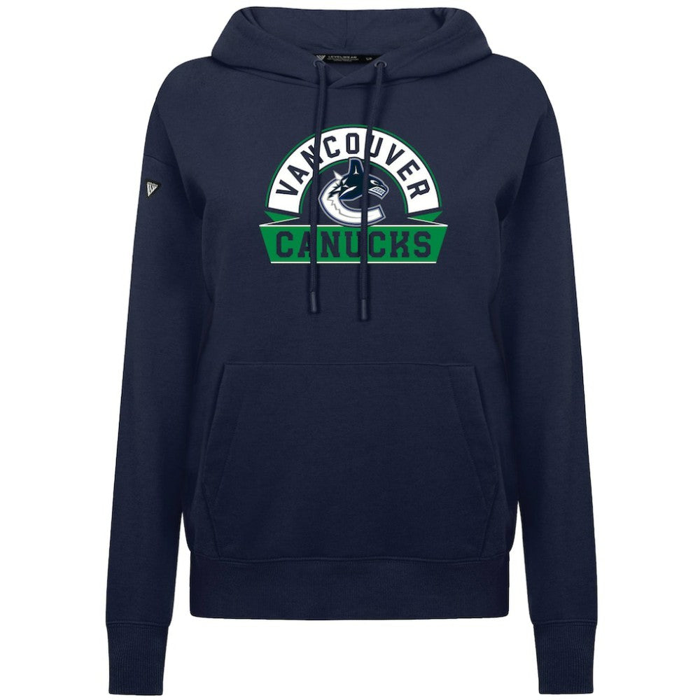 Vancouver Canucks Levelwear Women's Adorn Banner Arch Pullover Hoodie - Navy - NHL 203146211
