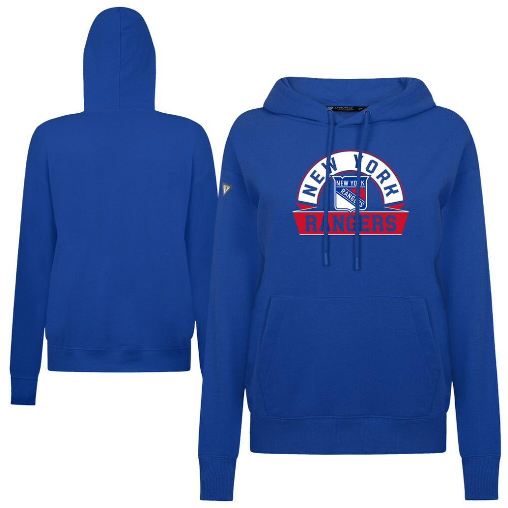 New York Rangers Levelwear Women's Adorn Banner Arch Pullover Hoodie - Royal - NHL 203146212