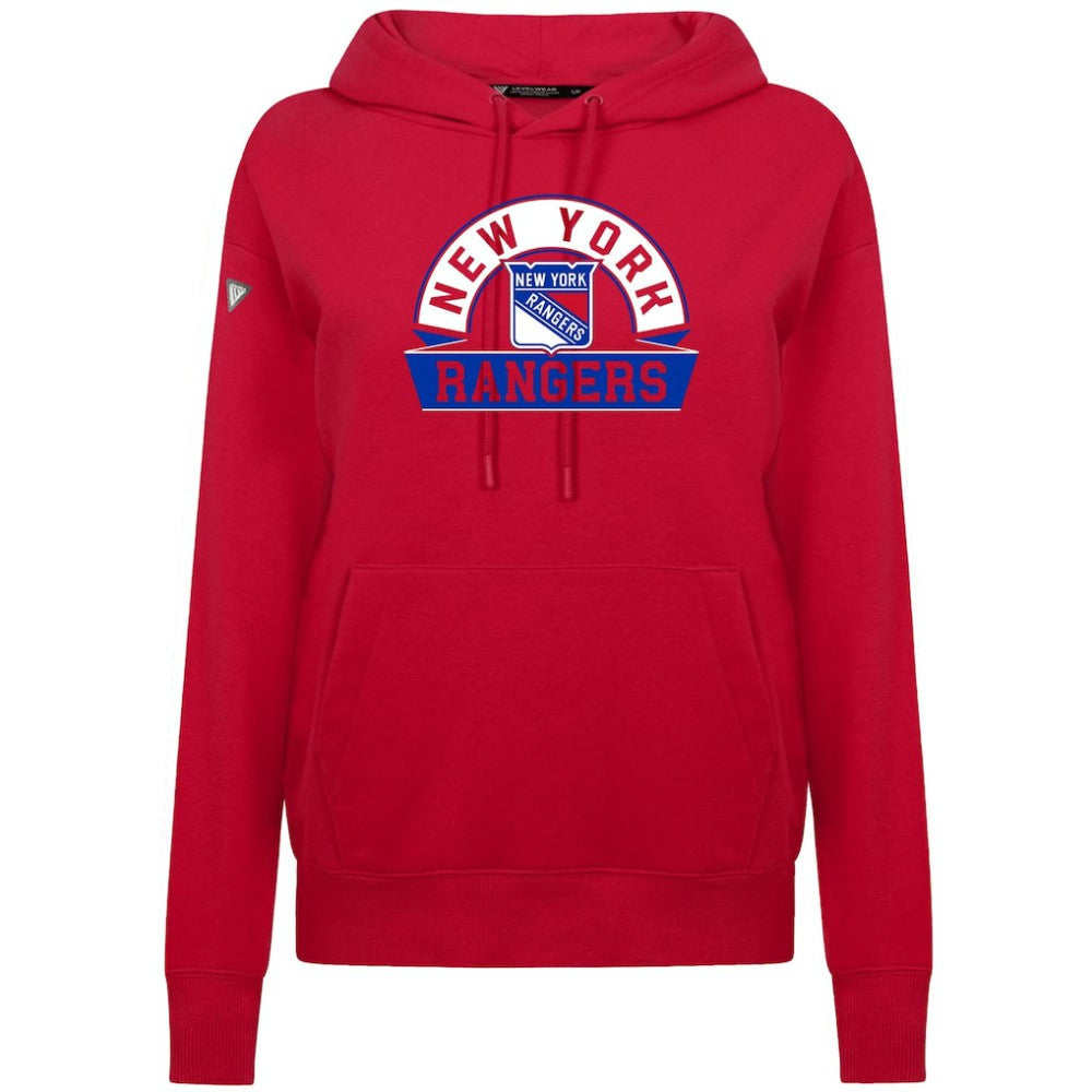 New York Rangers Levelwear Women's Adorn Banner Arch Pullover Hoodie - Red - NHL 203146213