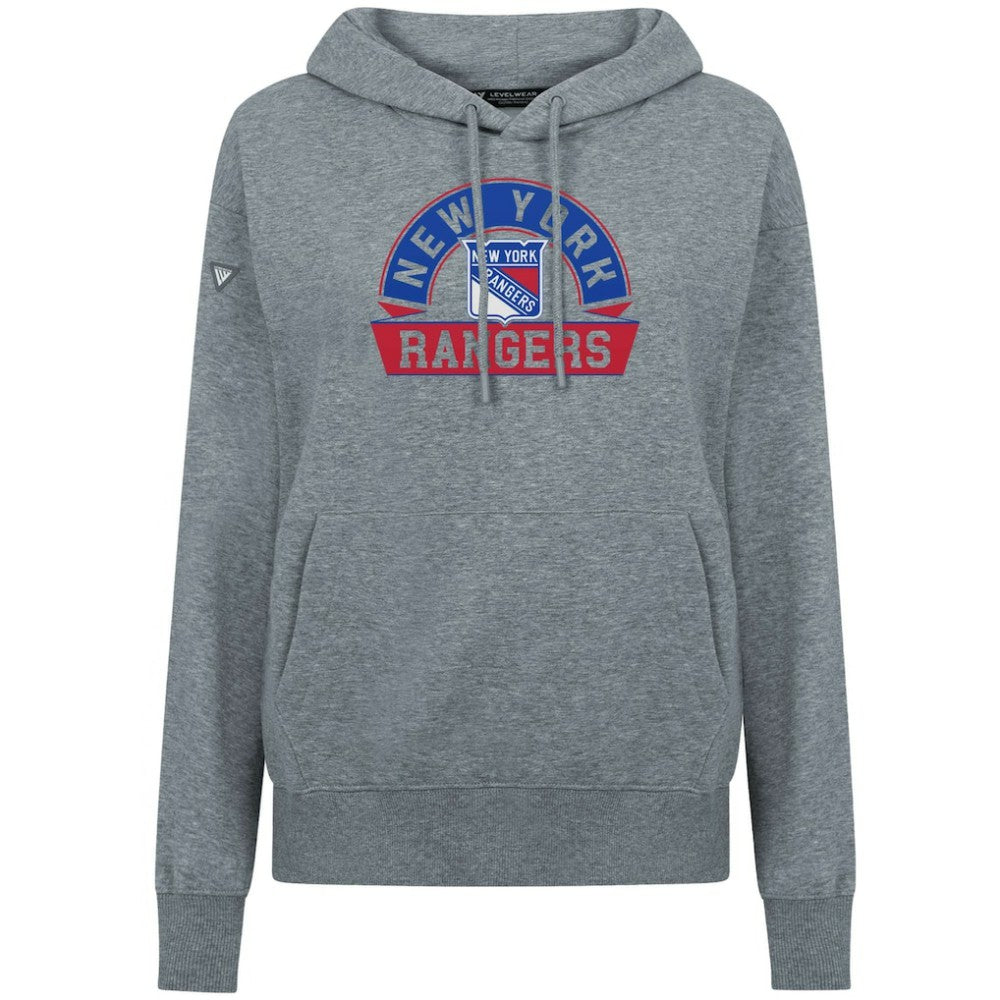 New York Rangers Levelwear Women's Adorn Banner Arch Pullover Hoodie - Gray - NHL 203146214