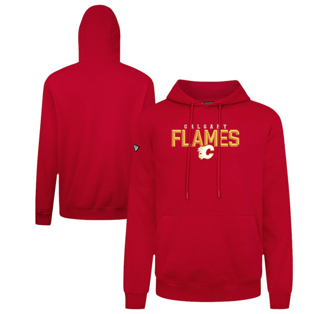 Calgary Flames Levelwear Podium Carve Pullover Hoodie - Red - NHL 203146428