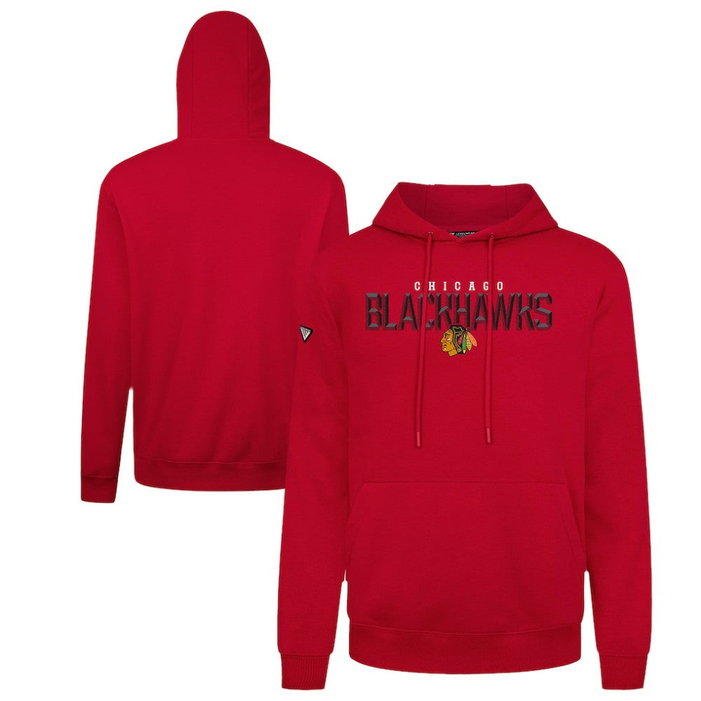 Chicago Blackhawks Levelwear Podium Carve Pullover Hoodie - Red - NHL 203146433