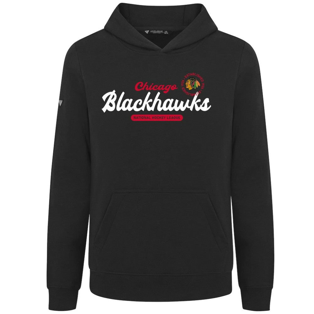 Chicago Blackhawks Levelwear Youth Podium Monument Pullover Hoodie - Black - NHL 203146442