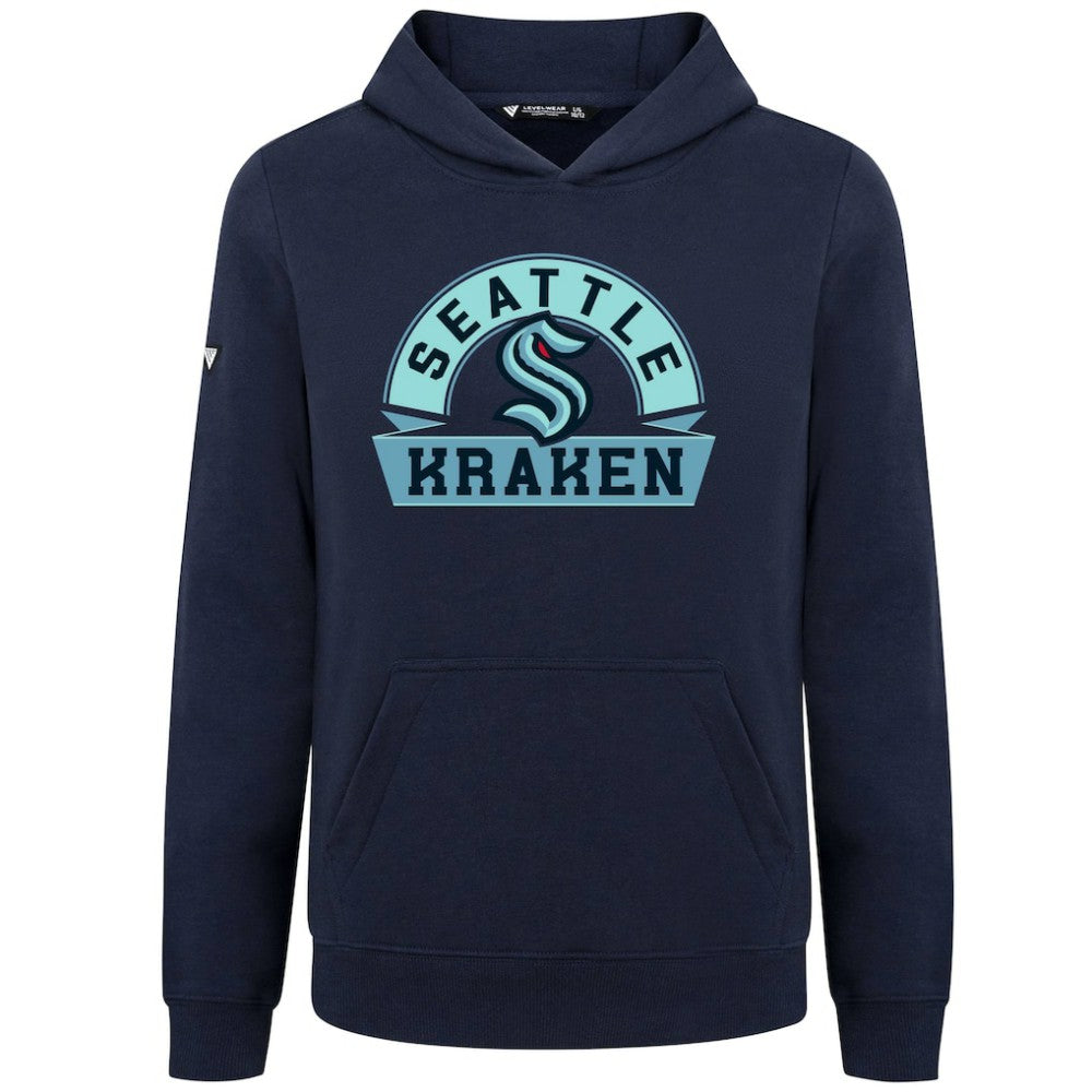 Seattle Kraken Levelwear Youth Podium Banner Arch Pullover Hoodie - Navy - NHL 203146467