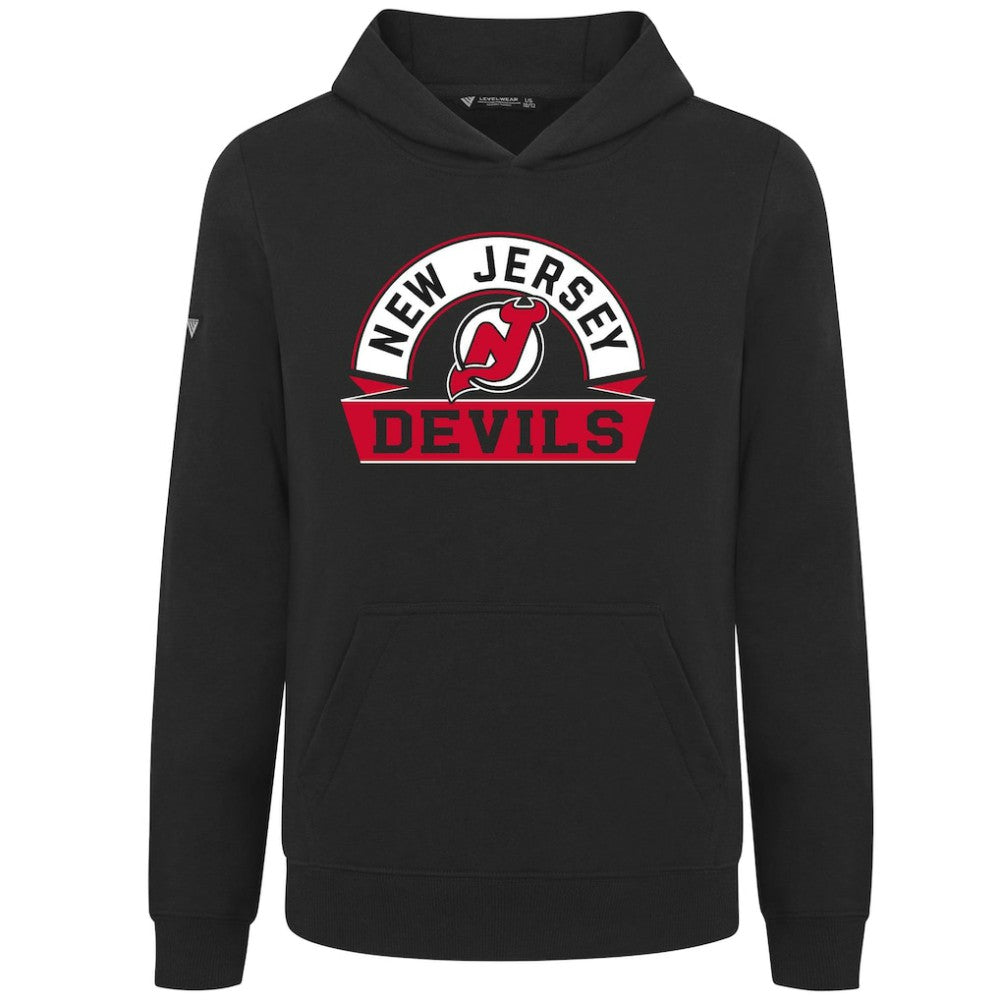 New Jersey Devils Levelwear Youth Podium Banner Arch Pullover Hoodie - Black - NHL 203146468