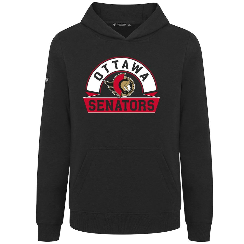 Ottawa Senators Levelwear Youth Podium Banner Arch Pullover Hoodie - Black - NHL 203146469