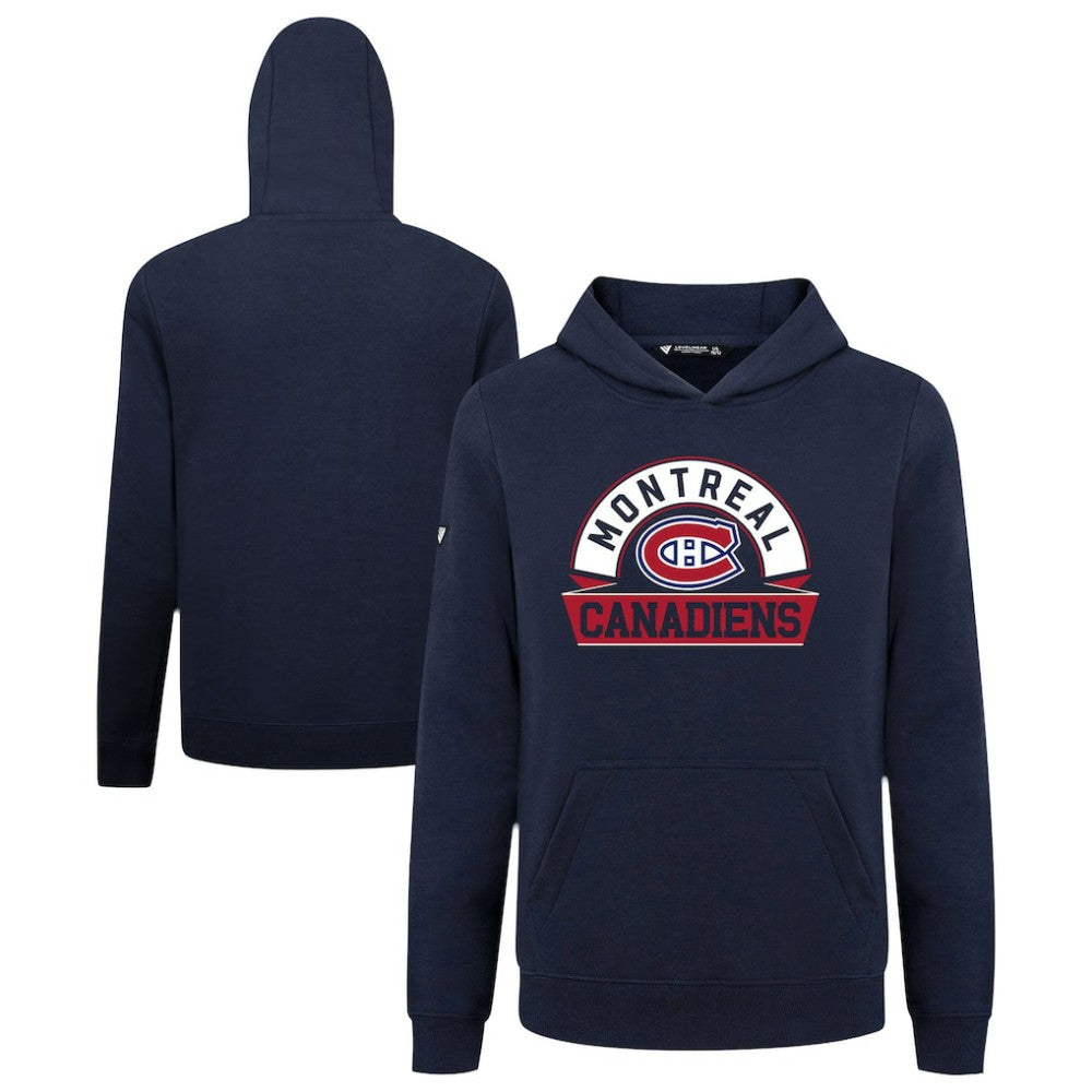 Montreal Canadiens Levelwear Youth Podium Banner Arch Pullover Hoodie - Navy - NHL 203146473