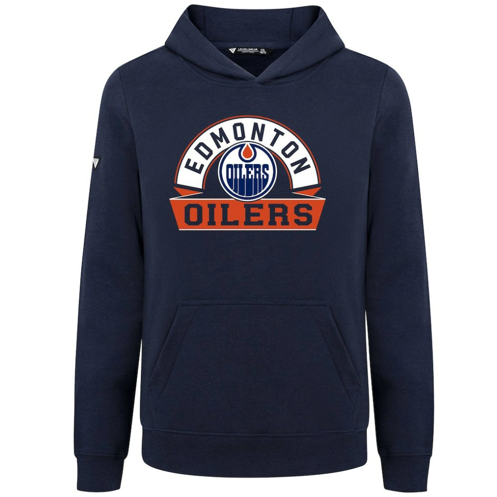 Edmonton Oilers Levelwear Youth Podium Banner Arch Pullover Hoodie - Navy - NHL 203146474