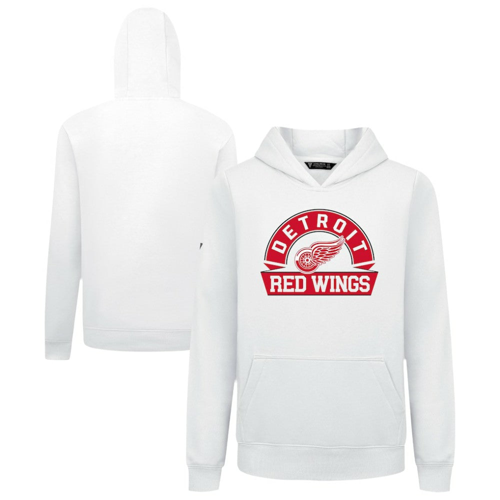 Detroit Red Wings Levelwear Youth Podium Banner Arch Pullover Hoodie - White - NHL 203146475