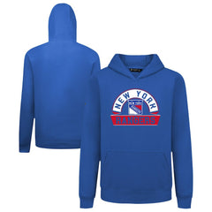 New York Rangers Levelwear Youth Podium Banner Arch Pullover Hoodie - Royal - NHL 203146476