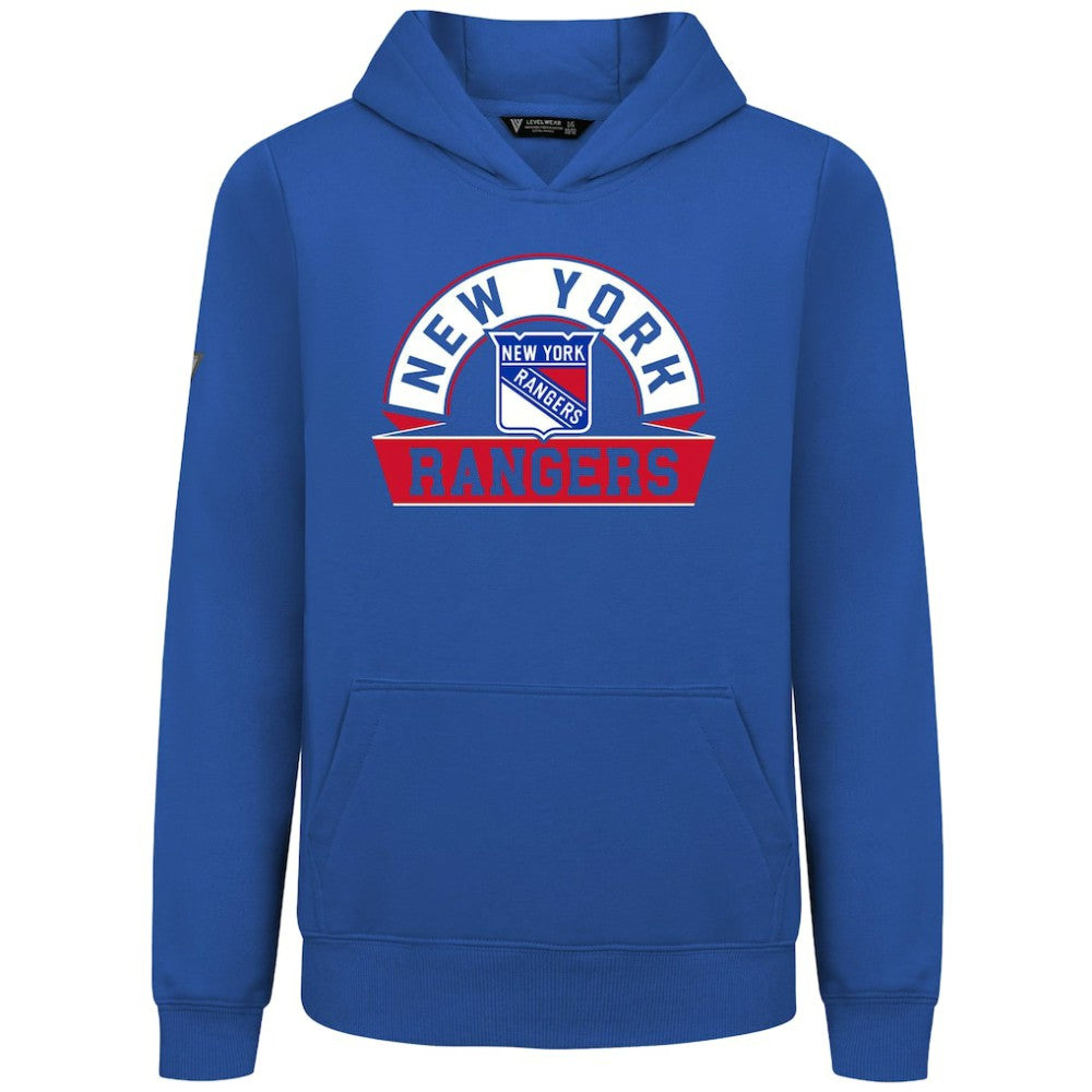 New York Rangers Levelwear Youth Podium Banner Arch Pullover Hoodie - Royal - NHL 203146476