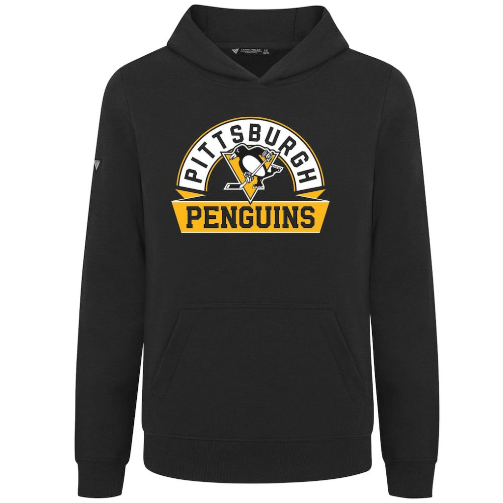 Pittsburgh Penguins Levelwear Youth Podium Banner Arch Pullover Hoodie - Black - NHL 203146479