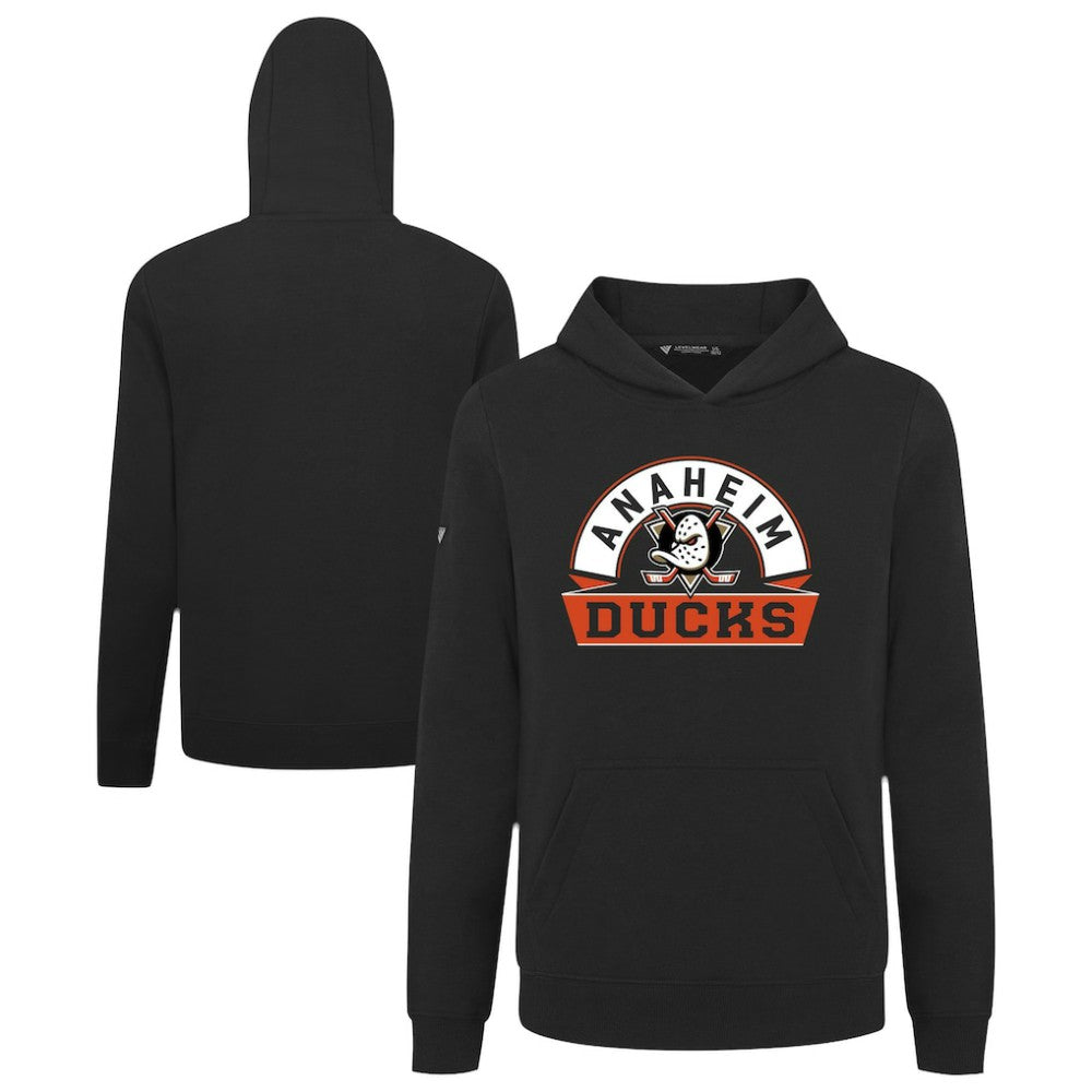 Anaheim Ducks Levelwear Youth Podium Banner Arch Pullover Hoodie - Black - NHL 203146480