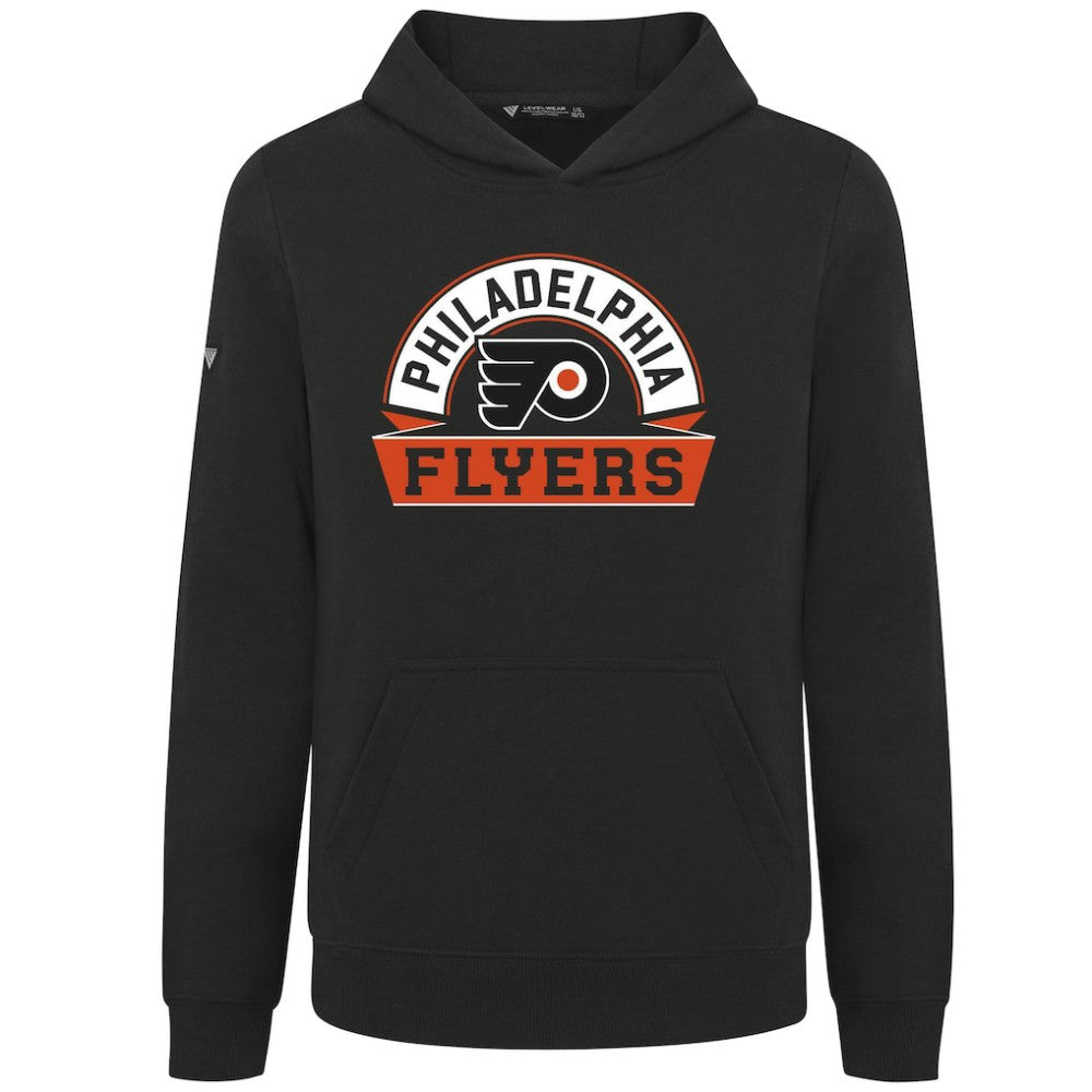 Philadelphia Flyers Levelwear Youth Podium Banner Arch Pullover Hoodie - Black - NHL 203146483