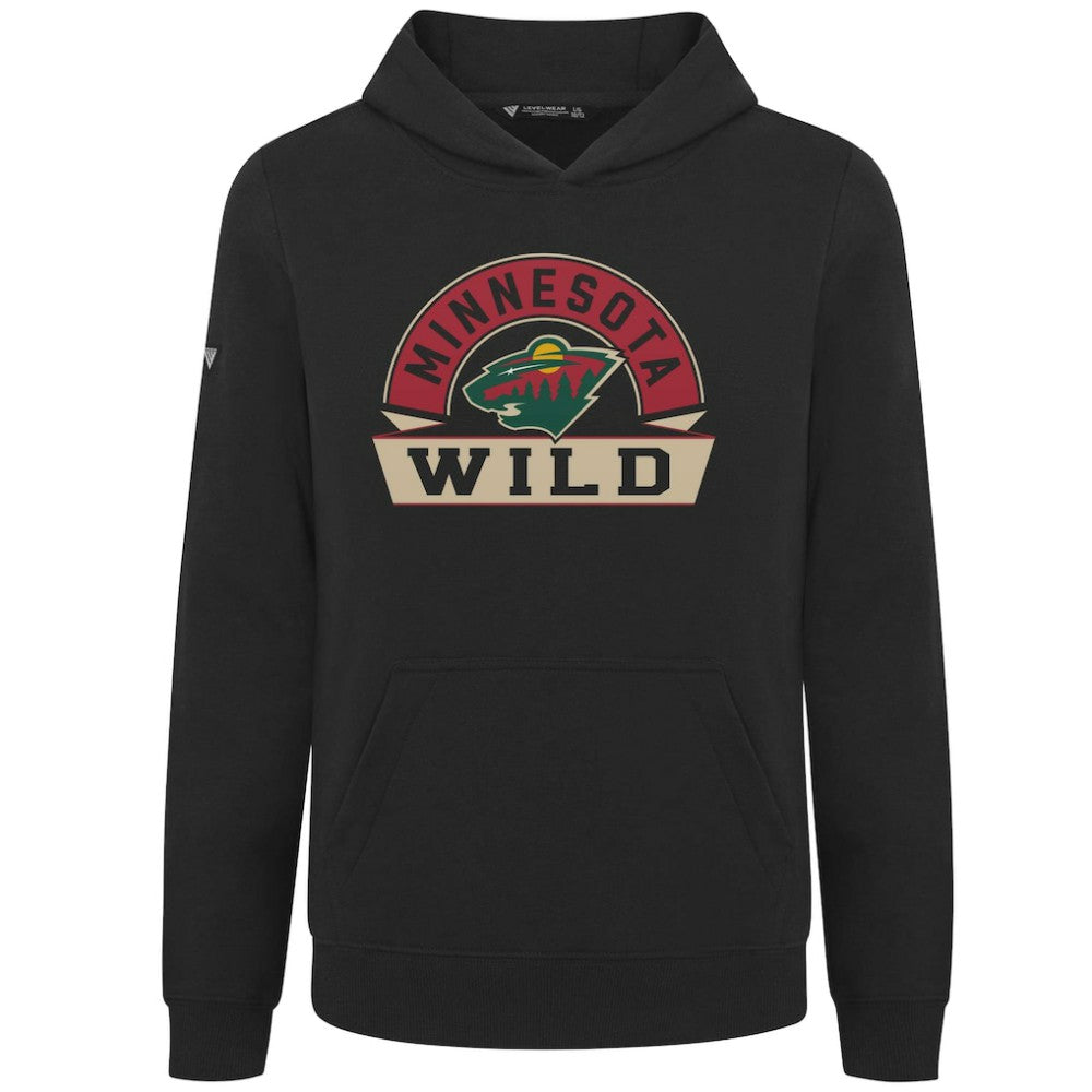 Minnesota Wild Levelwear Youth Podium Banner Arch Pullover Hoodie - Black - NHL 203146486