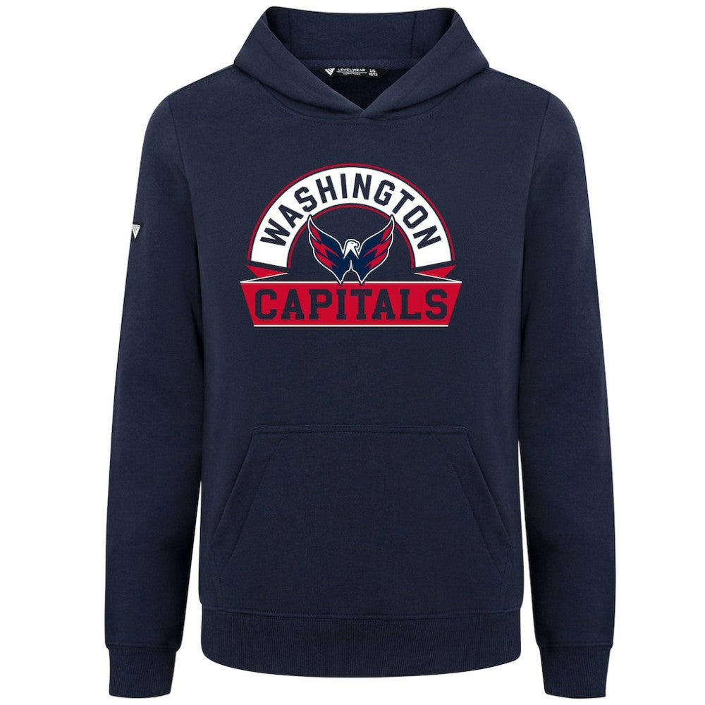 Washington Capitals Levelwear Youth Podium Banner Arch Pullover Hoodie - Navy - NHL 203146490