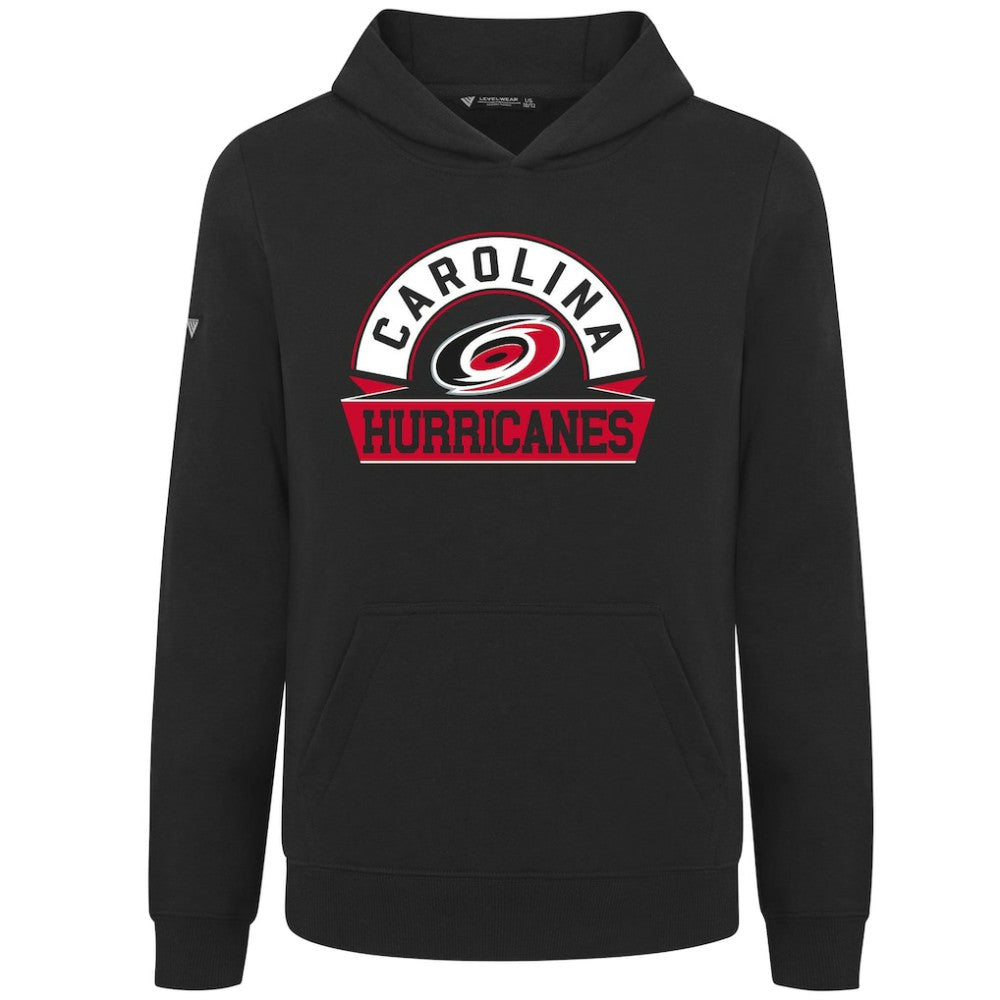 Carolina Hurricanes Levelwear Youth Podium Banner Arch Pullover Hoodie - Black - NHL 203146492