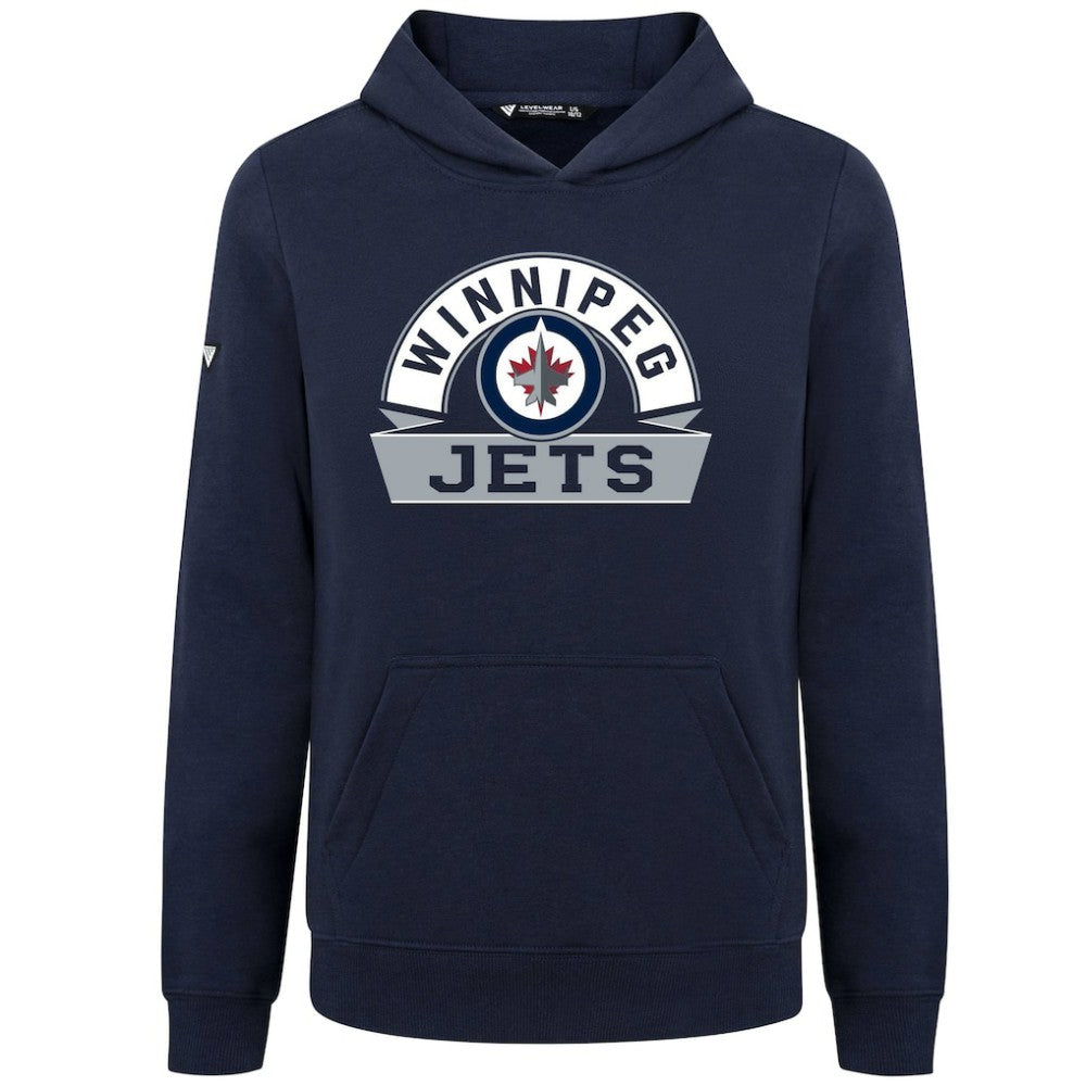 Winnipeg Jets Levelwear Youth Podium Banner Arch Pullover Hoodie - Navy - NHL 203146493