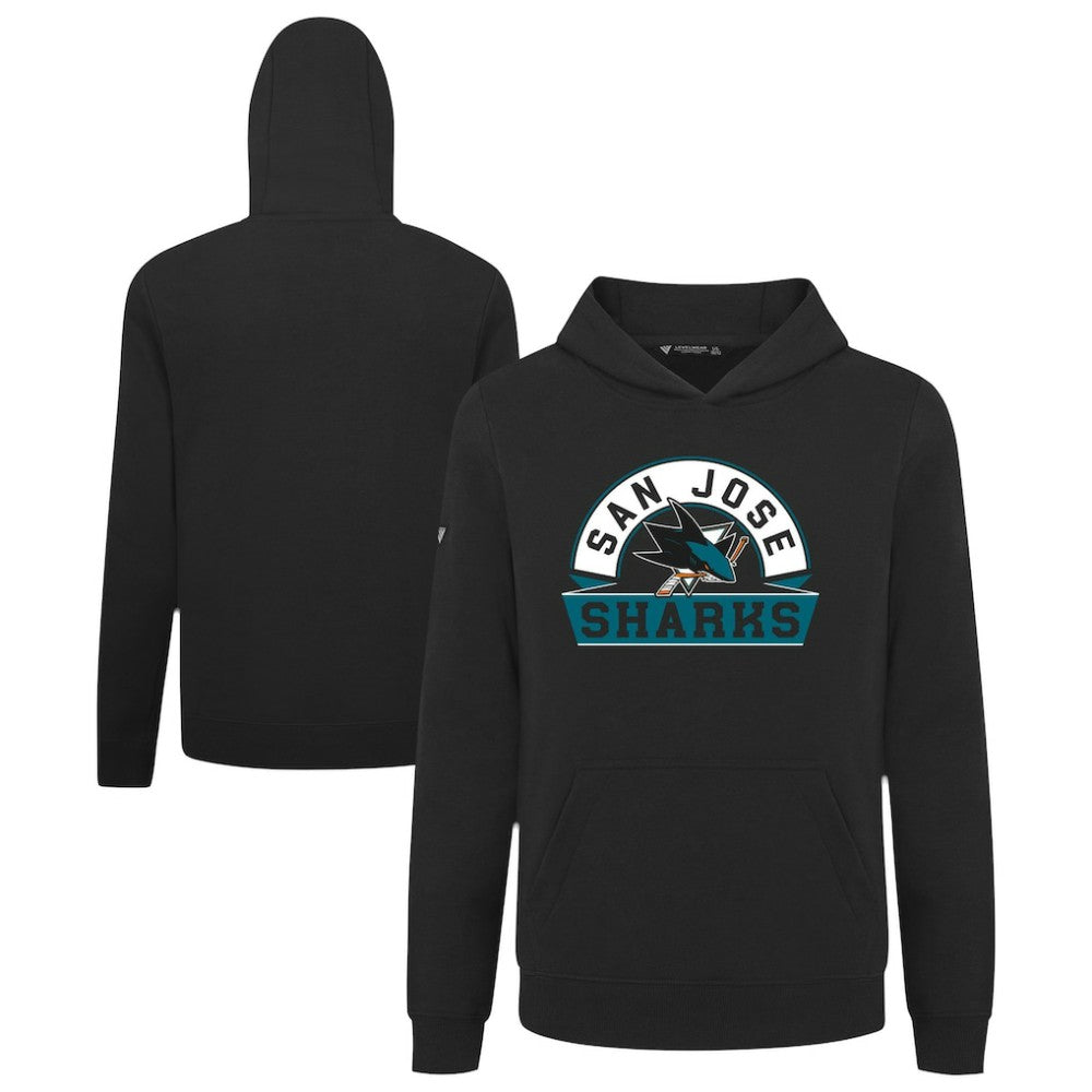 San Jose Sharks Levelwear Youth Podium Banner Arch Pullover Hoodie - Black - NHL 203146495