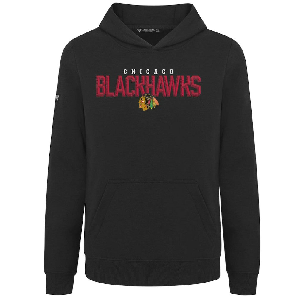 Chicago Blackhawks Levelwear Youth Podium Carve Pullover Hoodie - Black - NHL 203146500
