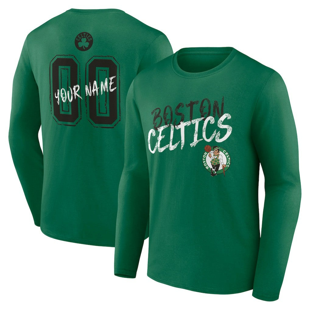 Boston Celtics Hustle Custom Long Sleeve T-Shirt Kelly Green