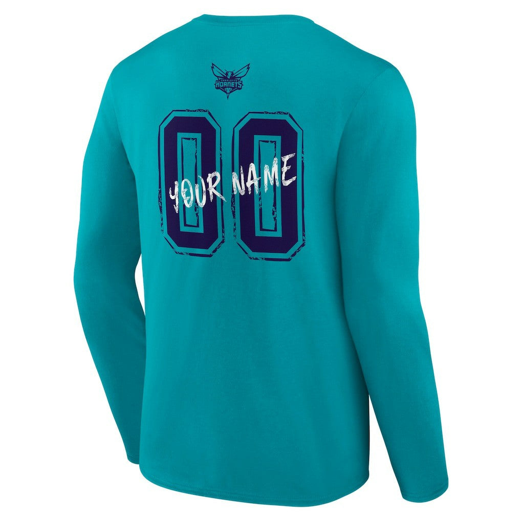 Charlotte Hornets Hustle Custom Long Sleeve T-Shirt Teal