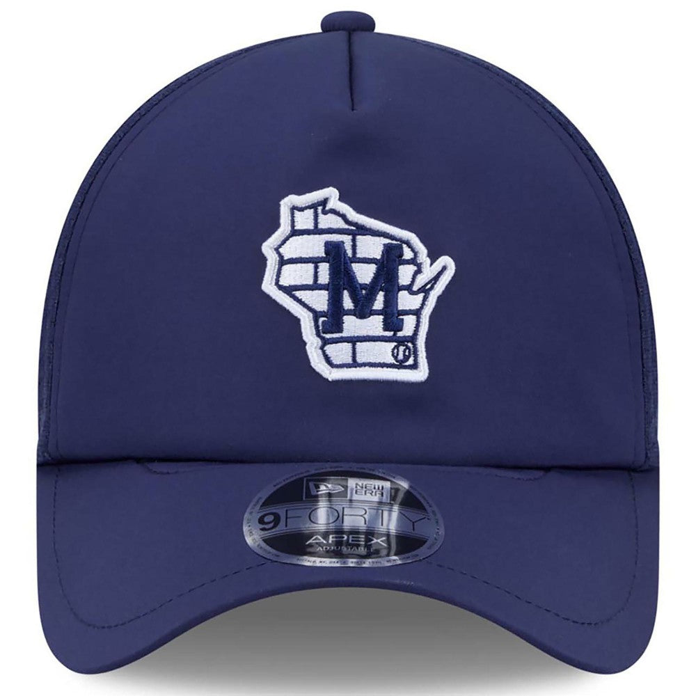 Milwaukee Brewers New Era 2026 Batting Practice Alternate Apex 9FORTY Adjustable Hat - Navy - New Era Discount