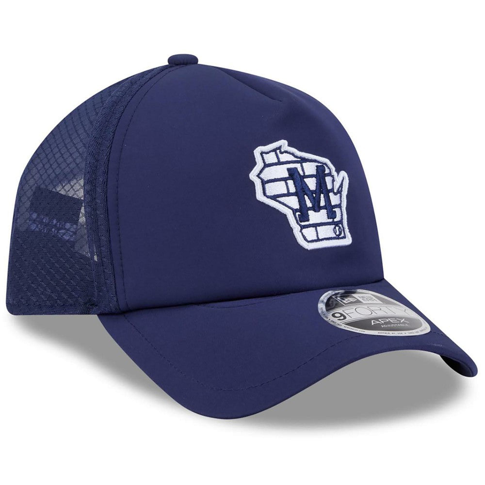 Milwaukee Brewers New Era 2026 Batting Practice Alternate Apex 9FORTY Adjustable Hat - Navy - New Era Discount