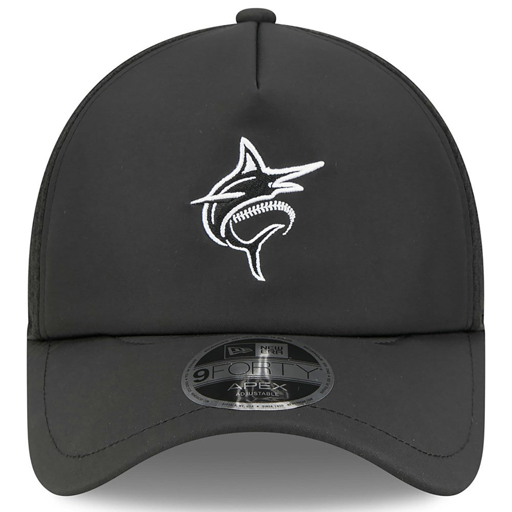 Miami Marlins New Era 2026 Batting Practice Alternate Apex 9FORTY Adjustable Hat - Black - New Era Online