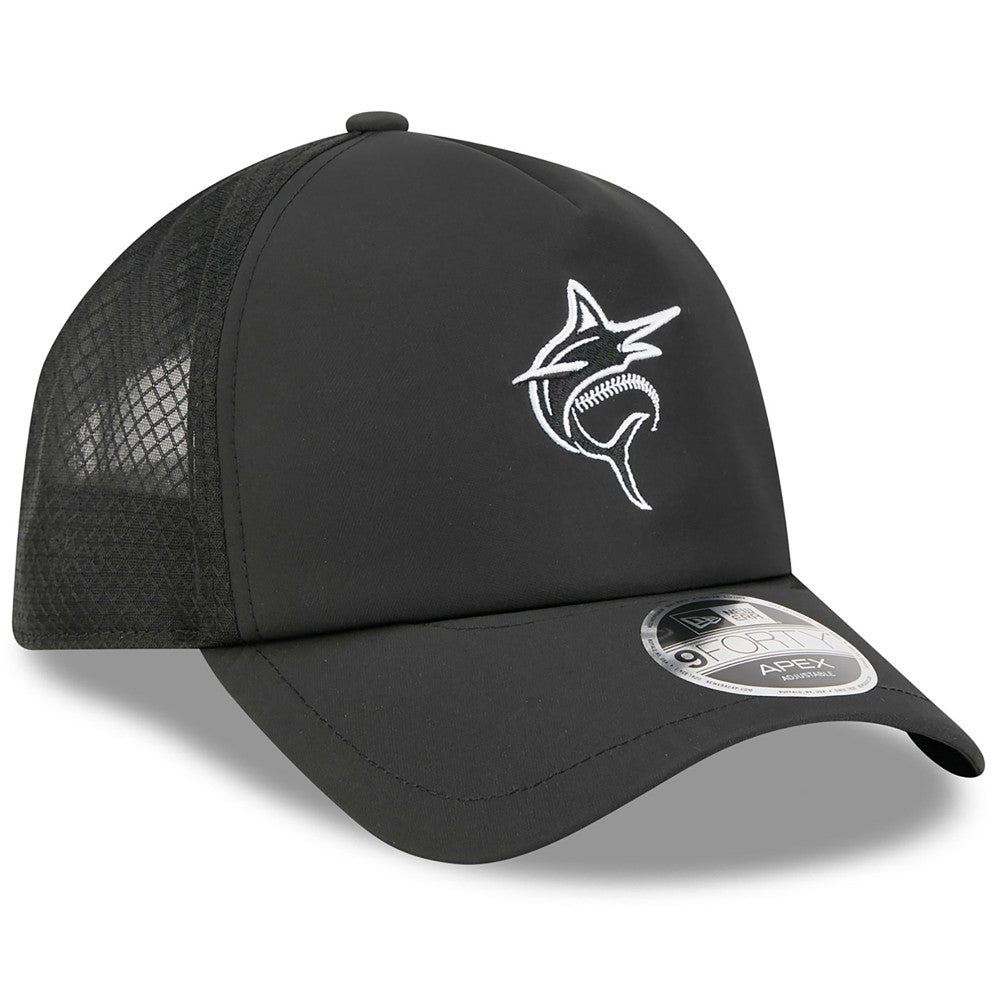 Miami Marlins New Era 2026 Batting Practice Alternate Apex 9FORTY Adjustable Hat - Black - New Era Online