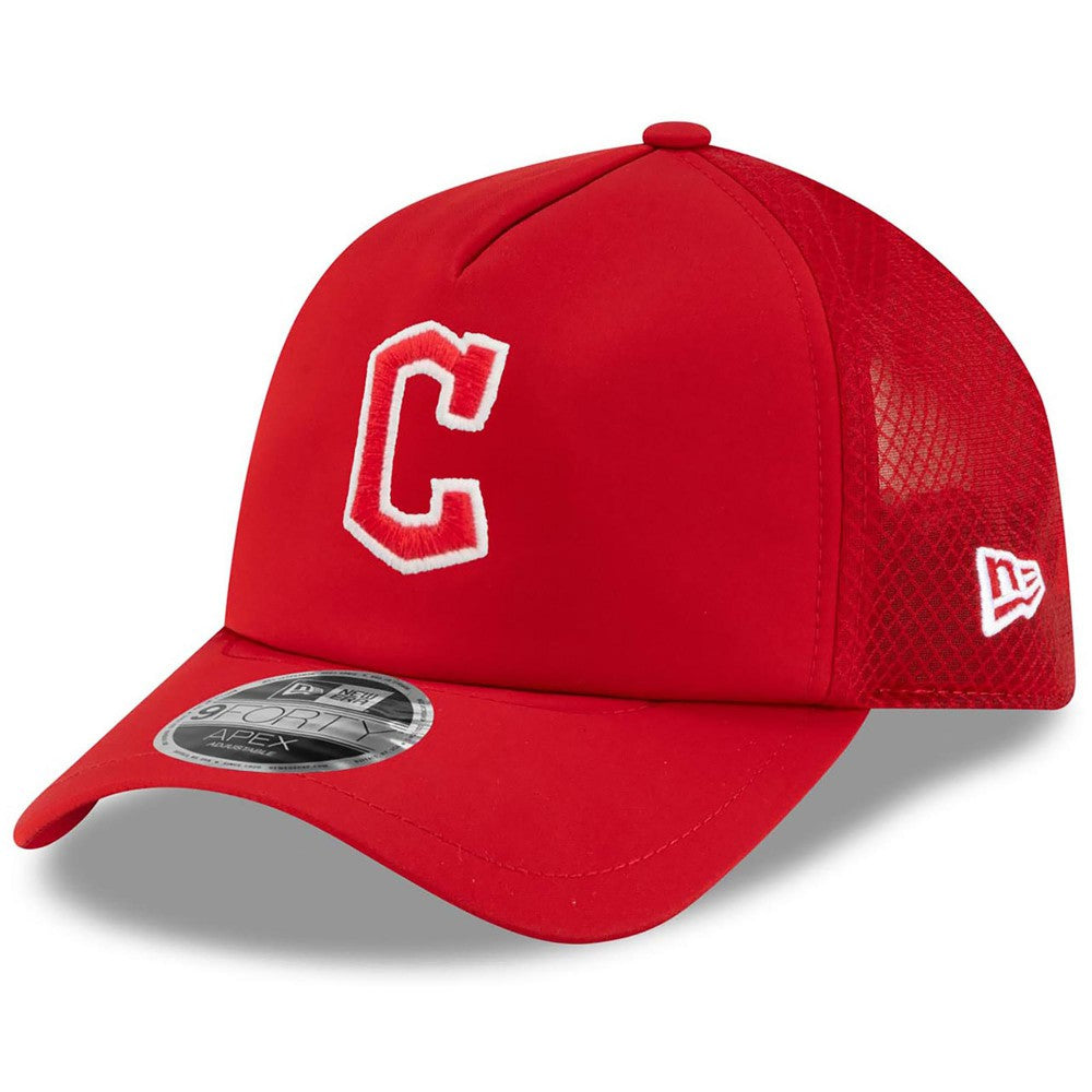 Cleveland Guardians New Era 2026 Batting Practice Apex 9FORTY Adjustable Trucker Hat - Red - New Era Discount