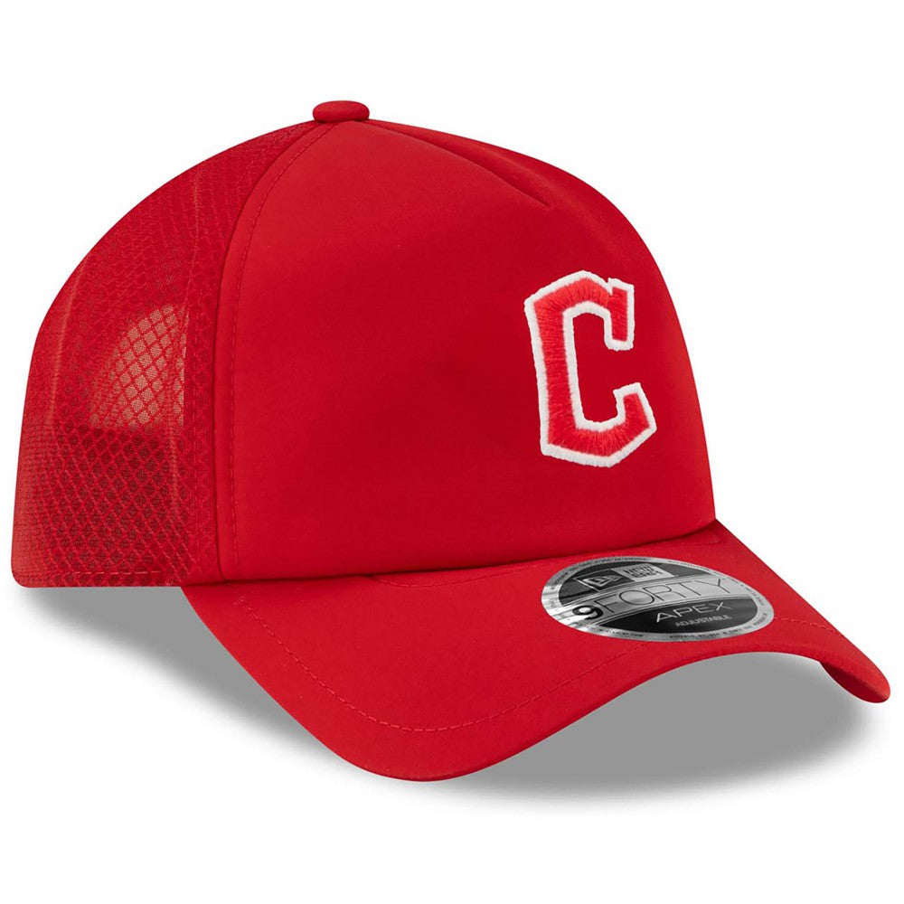 Cleveland Guardians New Era 2026 Batting Practice Apex 9FORTY Adjustable Trucker Hat - Red - New Era Discount