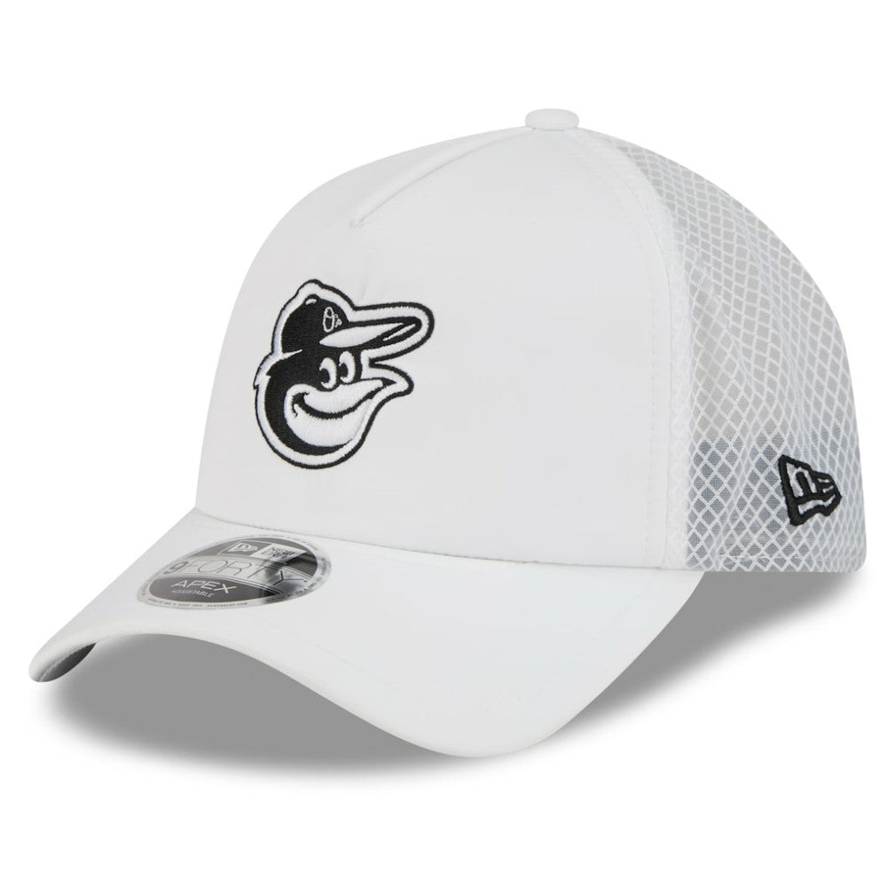 Baltimore Orioles New Era 2026 Batting Practice Apex 9FORTY Adjustable Trucker Hat - White - New Era Online