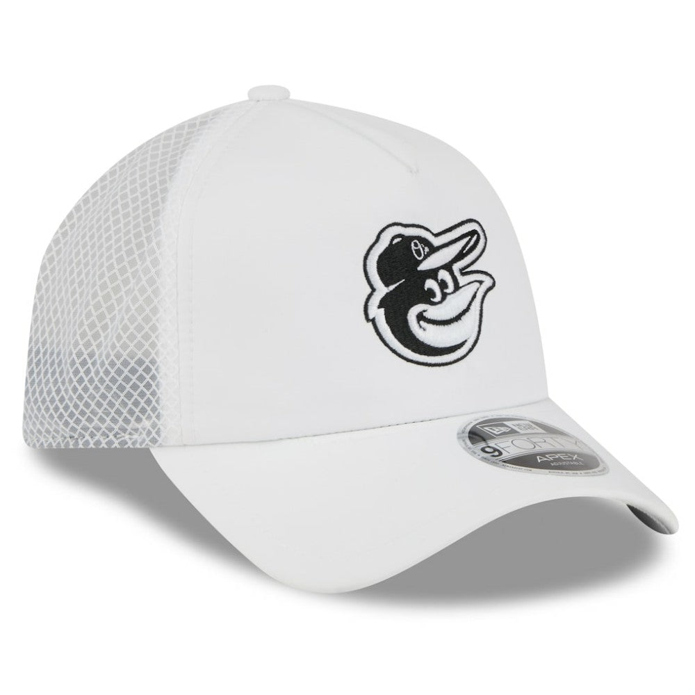 Baltimore Orioles New Era 2026 Batting Practice Apex 9FORTY Adjustable Trucker Hat - White - New Era Online