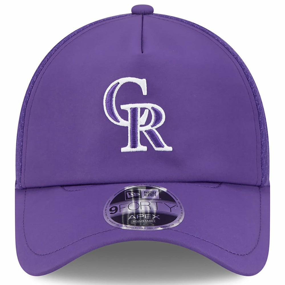 Colorado Rockies New Era 2026 Batting Practice Apex 9FORTY Adjustable Trucker Hat - Purple - New Era Online