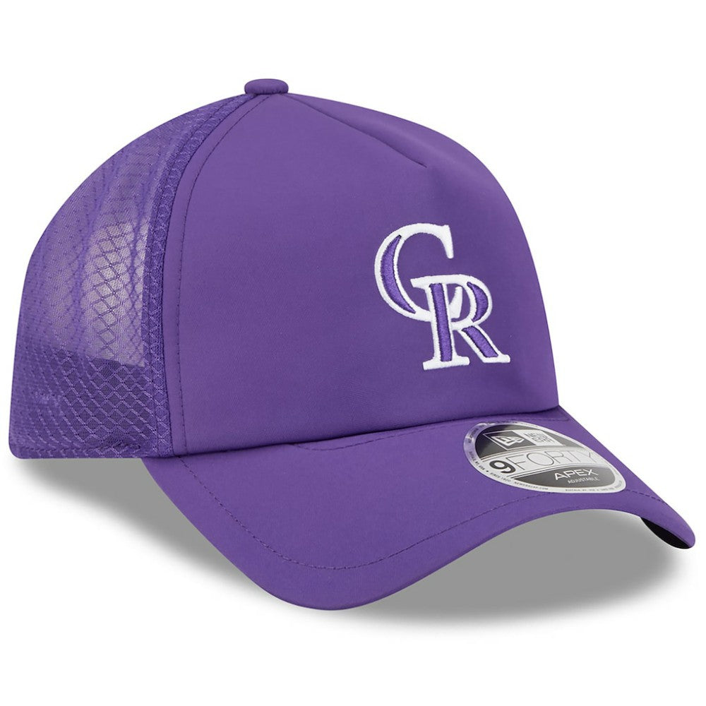 Colorado Rockies New Era 2026 Batting Practice Apex 9FORTY Adjustable Trucker Hat - Purple - New Era Online