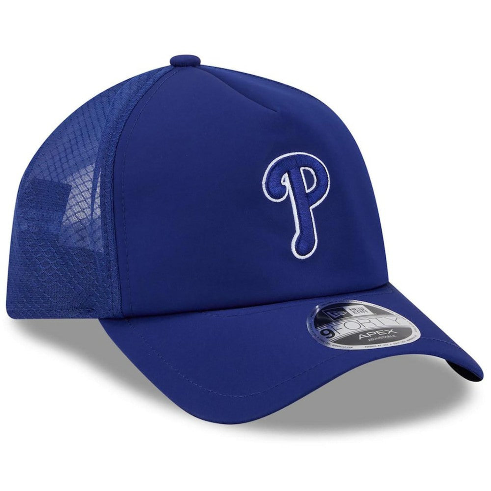 Philadelphia Phillies New Era 2026 Batting Practice Apex 9FORTY Adjustable Trucker Hat - Royal - New Era Lifestyle