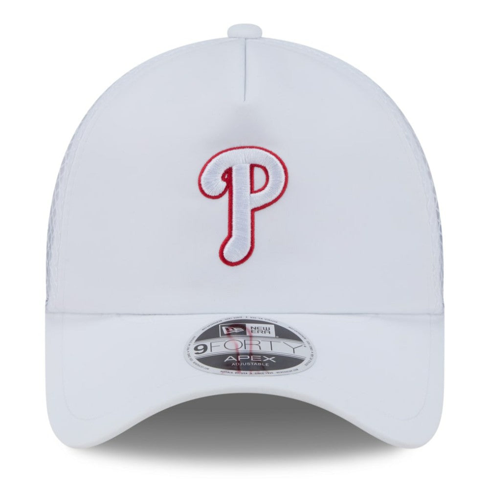 Philadelphia Phillies New Era 2026 Batting Practice Apex 9FORTY Adjustable Trucker Hat - White - New Era on Sale