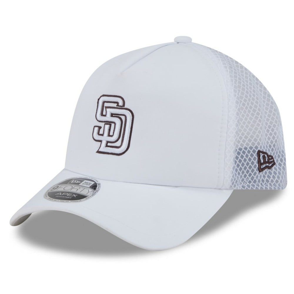 San Diego Padres New Era 2026 Batting Practice Apex 9FORTY Adjustable Trucker Hat - White - New Era on Sale