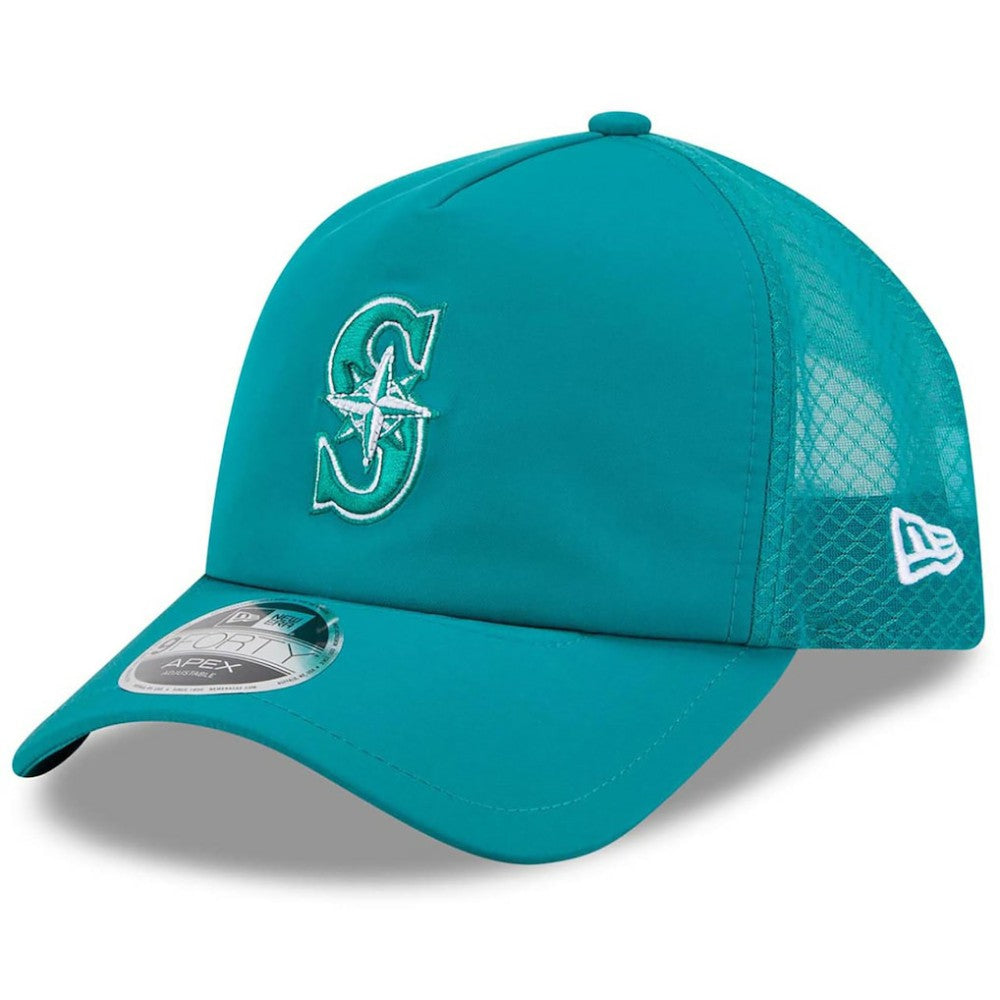 Seattle Mariners New Era 2026 Batting Practice Apex 9FORTY Adjustable Trucker Hat - Teal - New Era Sale