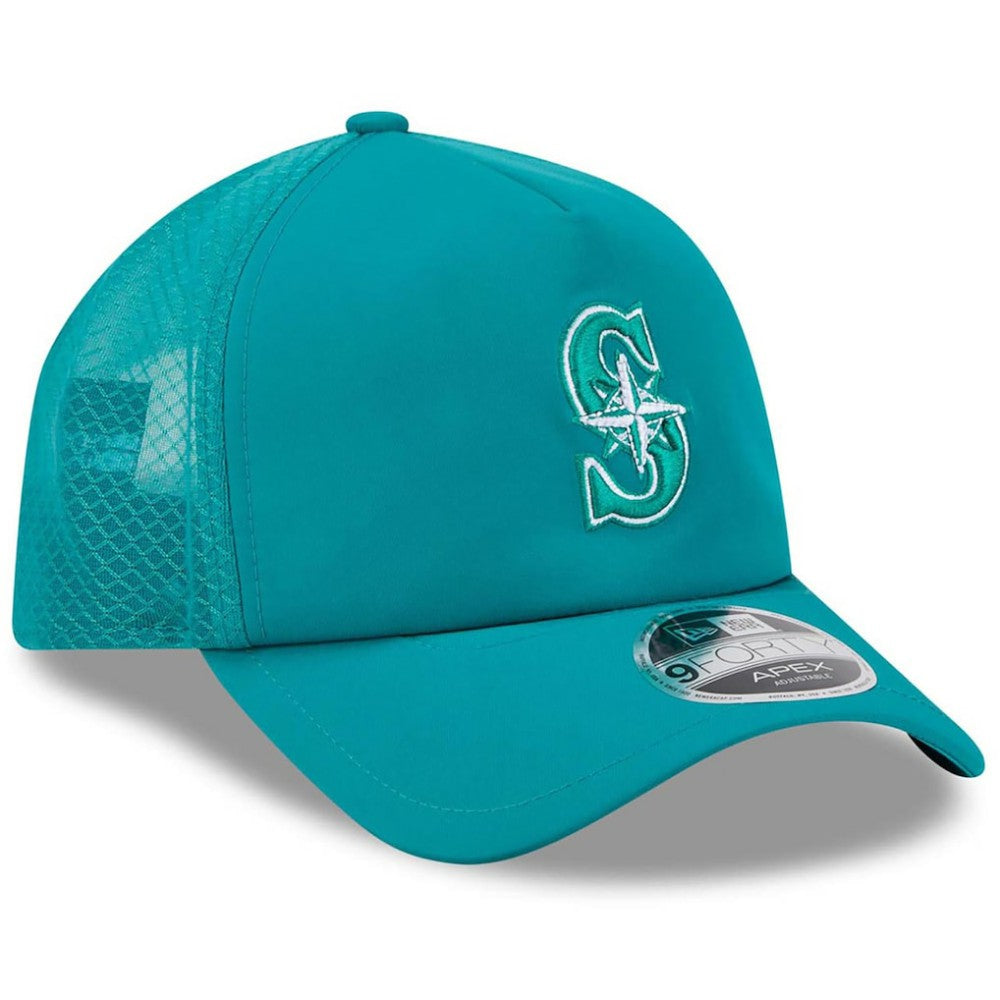 Seattle Mariners New Era 2026 Batting Practice Apex 9FORTY Adjustable Trucker Hat - Teal - New Era Sale