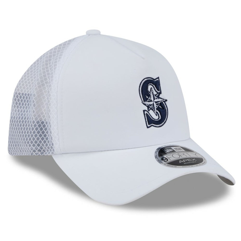 Seattle Mariners New Era 2026 Batting Practice Apex 9FORTY Adjustable Trucker Hat - White - New Era on Sale