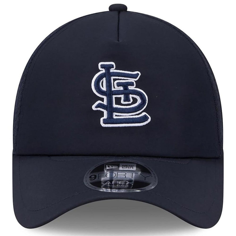 St. Louis Cardinals New Era 2026 Batting Practice Apex 9FORTY Adjustable Trucker Hat - Navy - New Era Lifestyle