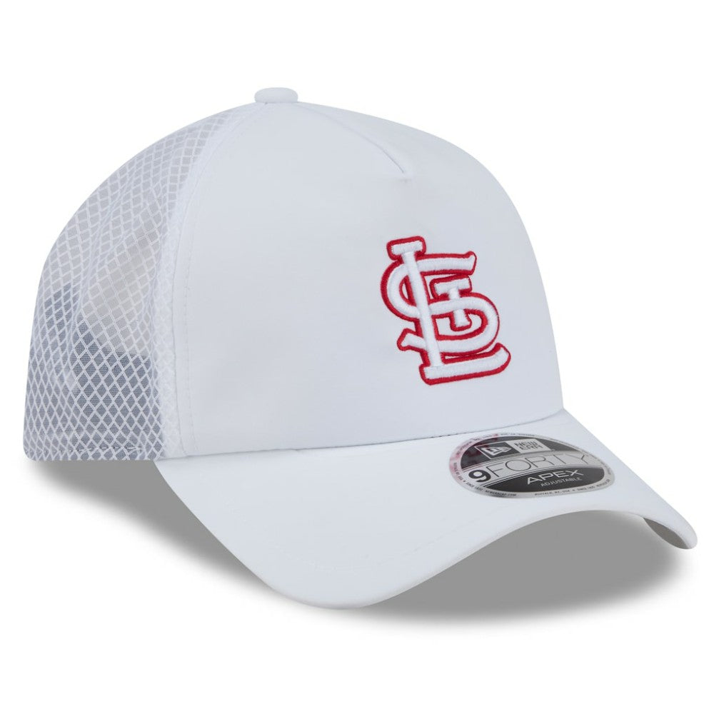 St. Louis Cardinals New Era 2026 Batting Practice Apex 9FORTY Adjustable Trucker Hat - White - New Era Discount
