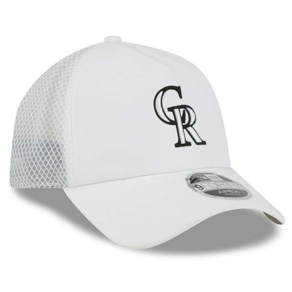 Colorado Rockies New Era 2026 Batting Practice Apex 9FORTY Adjustable Trucker Hat - White - New Era on Sale