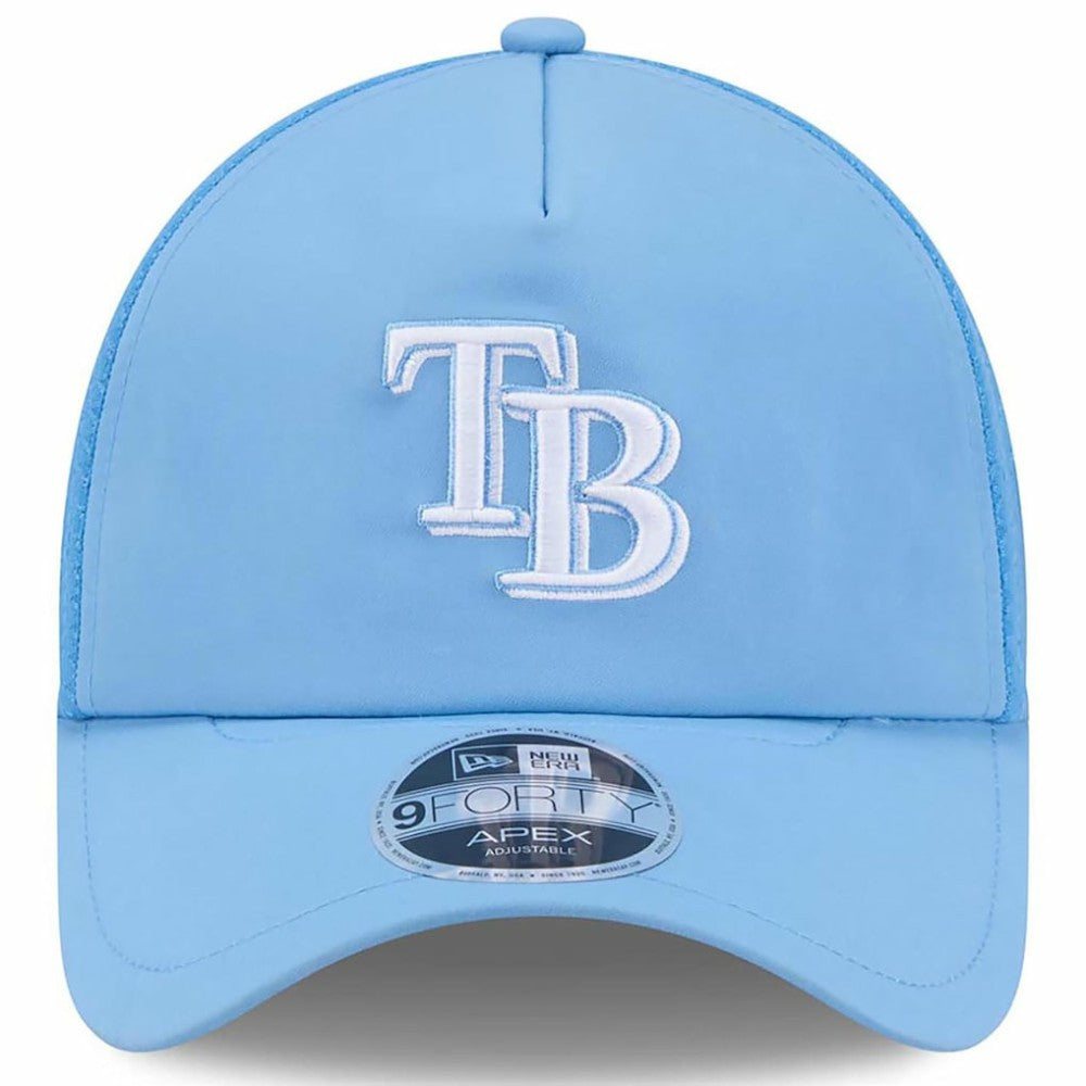 Tampa Bay Rays New Era 2026 Batting Practice Apex 9FORTY Adjustable Trucker Hat - Light Blue - New Era Sale