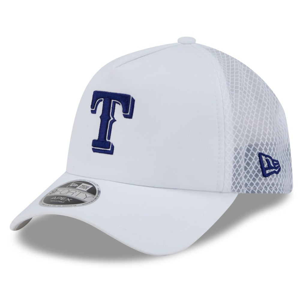 Texas Rangers New Era 2026 Batting Practice Apex 9FORTY Adjustable Trucker Hat - White - New Era on Sale