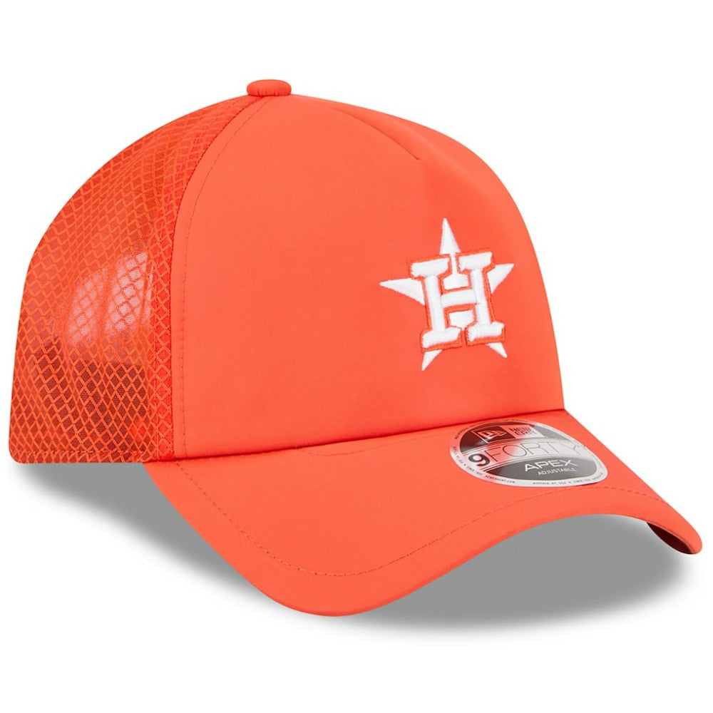 Houston Astros New Era 2026 Batting Practice Apex 9FORTY Adjustable Trucker Hat - Orange - New Era Discount
