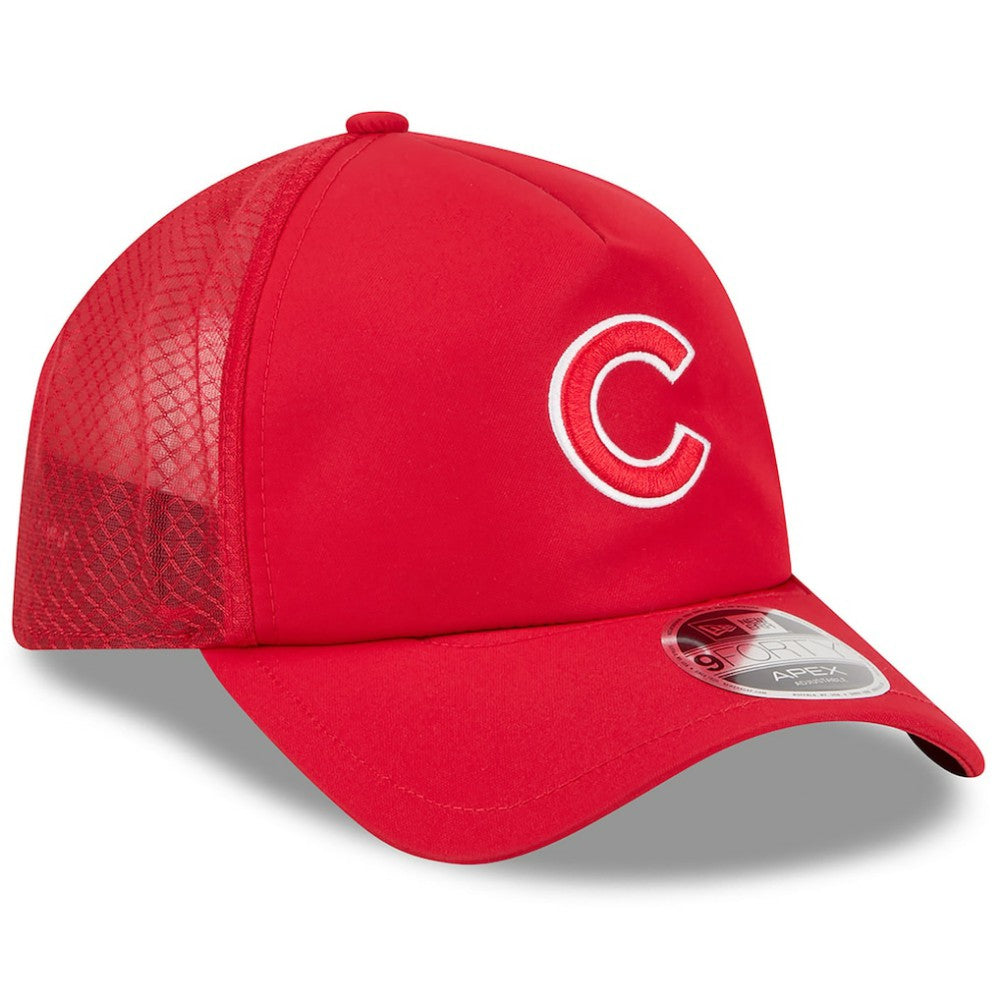 Chicago Cubs New Era 2026 Batting Practice Apex 9FORTY Adjustable Trucker Hat - Red - New Era Lifestyle