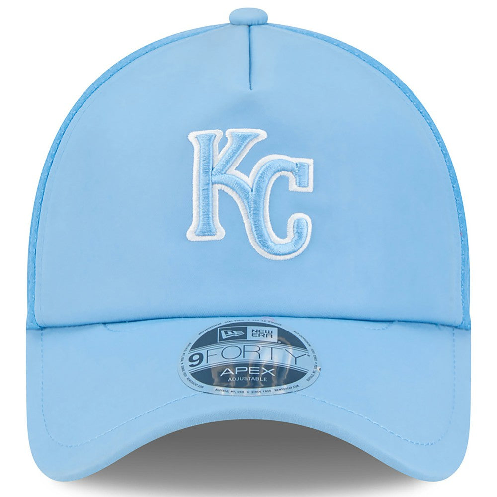 Kansas City Royals New Era 2026 Batting Practice Apex 9FORTY Adjustable Trucker Hat - Light Blue - New Era Sale